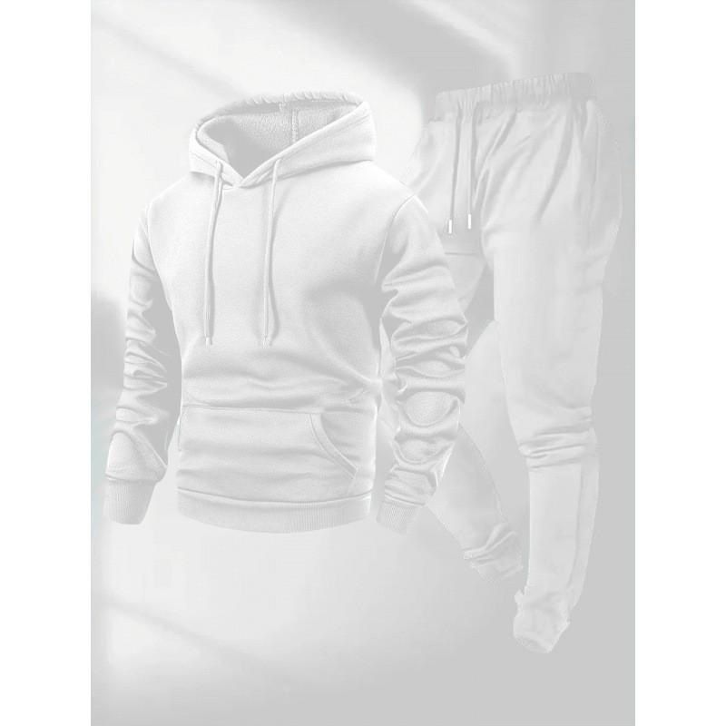 Спортивный костюм-худи и штаны для мужчин, 250 г, модный, однотонный