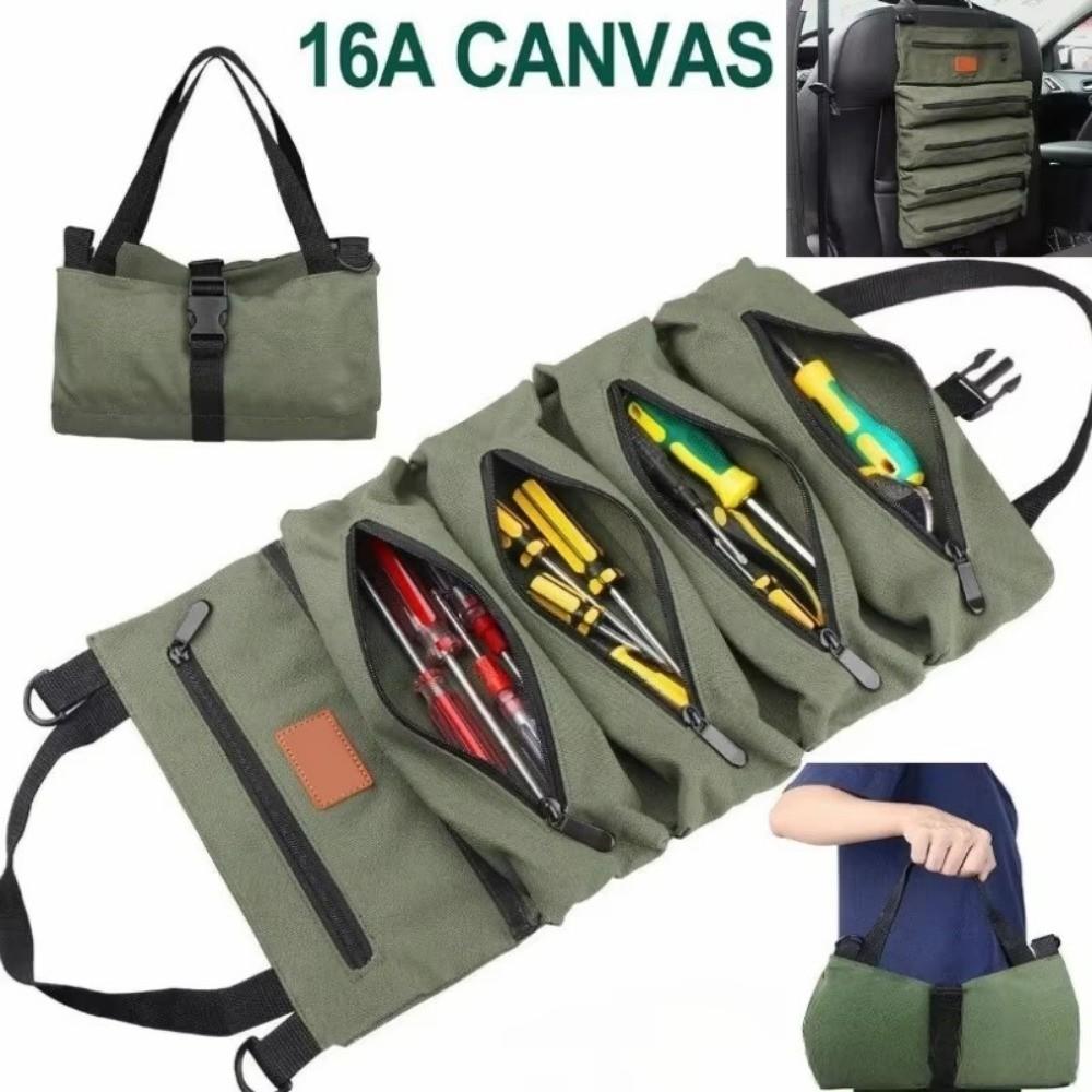 Durable Roll-Up Tool Bag Heavy-Duty Electrician Tool Kit Storage Bag for Workers Engineers