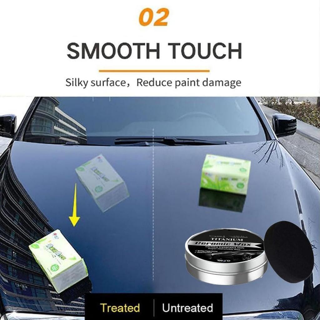 Титано-керамический воск, Сильный автомобильный полировальный воск для покрытия, Мягкая полировка длительного действия с губкой, Титано-керамический