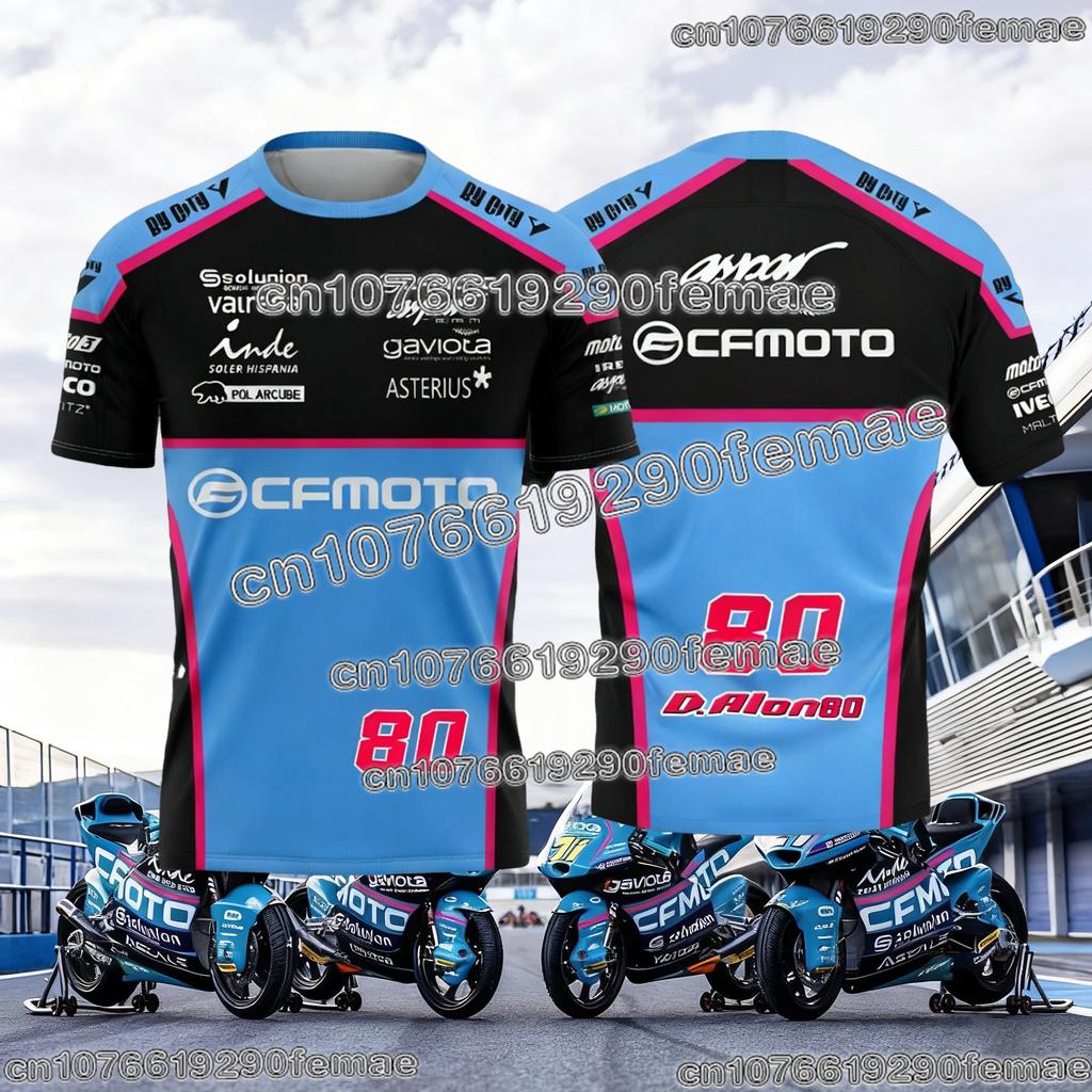 2026 CFmoto Aspar Racing Team Футболка для фанатов с коротким рукавом Мотоспорт Спортивная Повседневная Мода Удобная Ежедневная Футболка Для Мужчин И Женщин