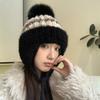 Новая осенне-зимняя теплая плюшевая шапка, вязаная шапка, женская модная шапка с ушками, ветрозащитная шапка