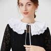 Women Girls Vintage Lolita False Fake Collar Shawl Sweet Ruffles Lace-Up Bow Decorative Necklace Choker Short Poncho