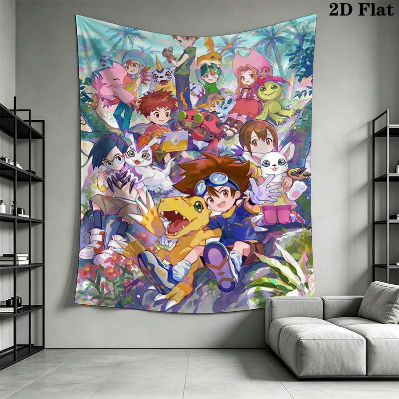 Digimon Ultimate Adventure Tapestry Background Cloth Fashion Print Homestay Soft Decoration Tapestry Background Cloth Soft