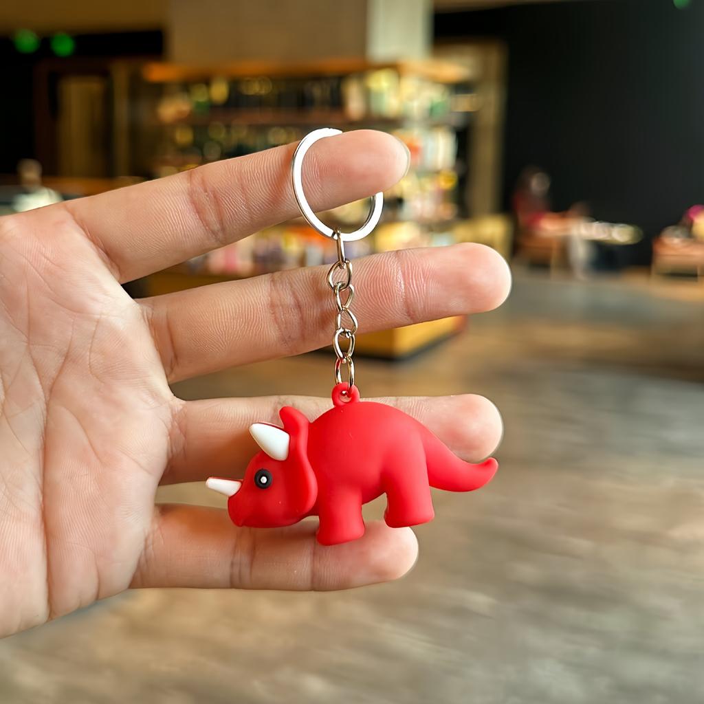 Cartoon Dinosaur Keychain Bag Pendant Triceratops Doll Pendant Car Key Chain Small Gift