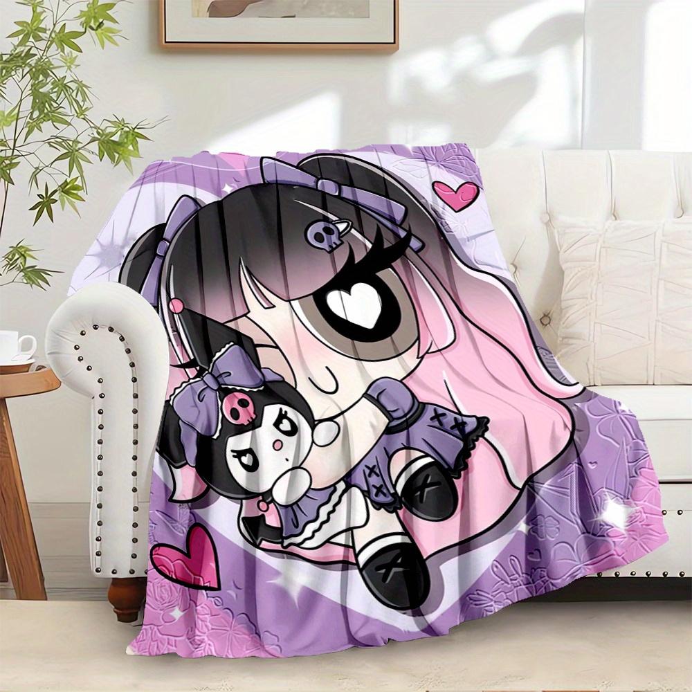 1pc Kuromi, Cute, CartoonDigital Print Fleece Blanket - Contemporary Style, Suitable for All Seasons, Perfect for Home, Travel, or Camping -
