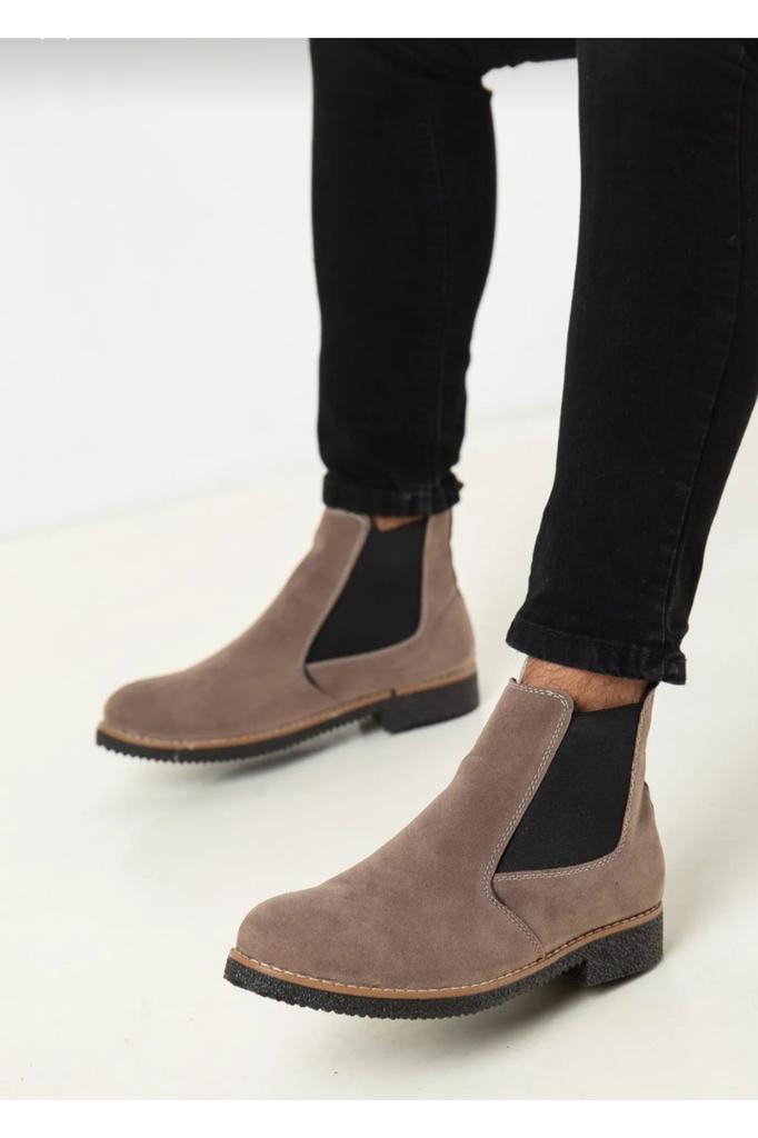 Men's Fashion Suede Flat Heeled Booties Bootie Chelsea Daily Black Suede Boots Shoes