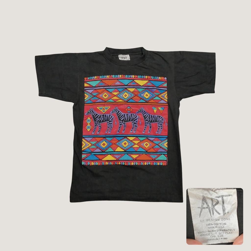 Винтажная футболка 90-х Art by Design Zone Зебра Tribal Bellipanni Унисекс Средний