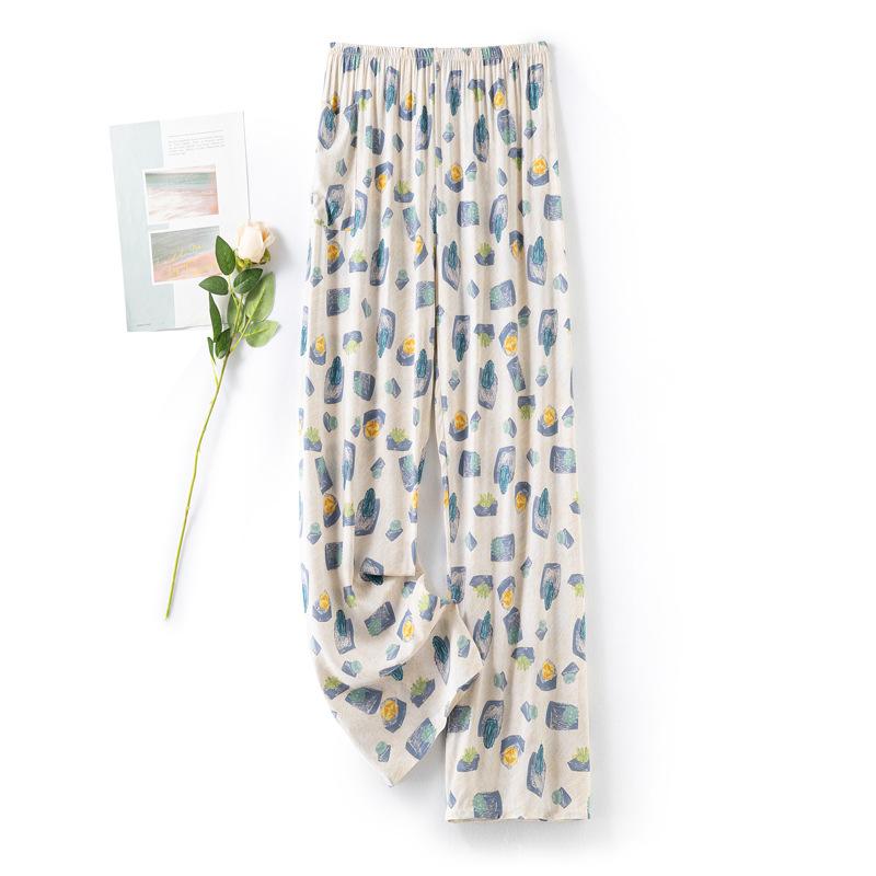 Women's Sleeping Pants Dot Sleepwear Wide Leg Pants High Waist Casual Loose Trousers Outwear