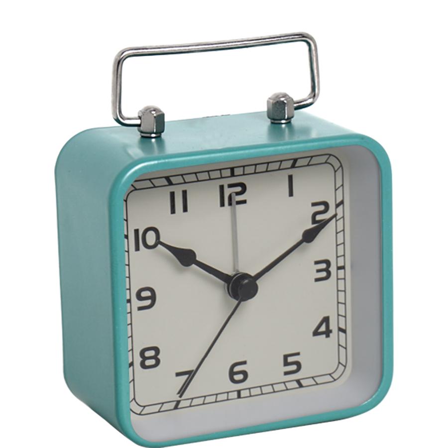 1PC Metal Square Small Alarm Clock Desktop Silent Clock Student Bed Sleep Luminous Quartz Table Clock.