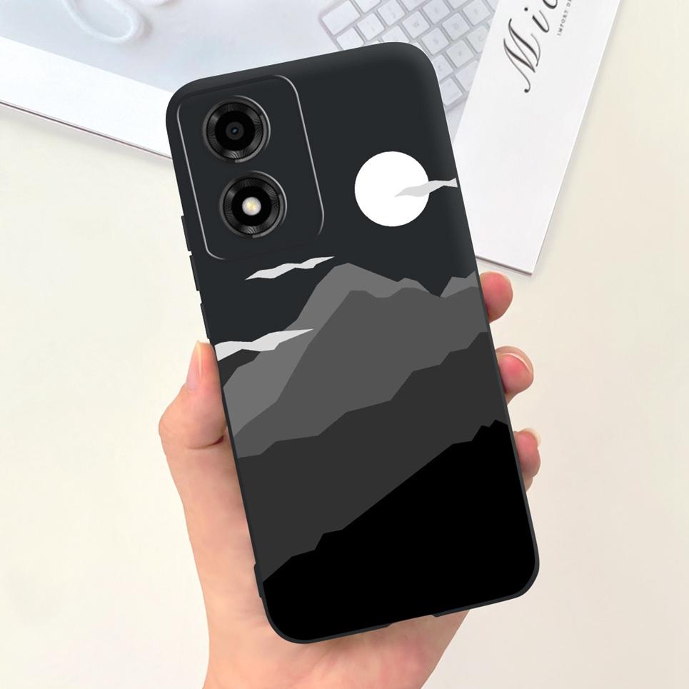 For Moto E14 Motorola Funda Case Cool Cartoon Luxury Painting Phone Case On Motorola E14 4G 6.56" Back Cover Soft Black Silicome