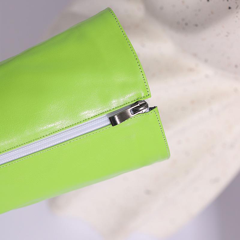 Women's High-heeled Boots Autumn and Winter New Candy-colored Thick-heeled Large-size Medium Boots