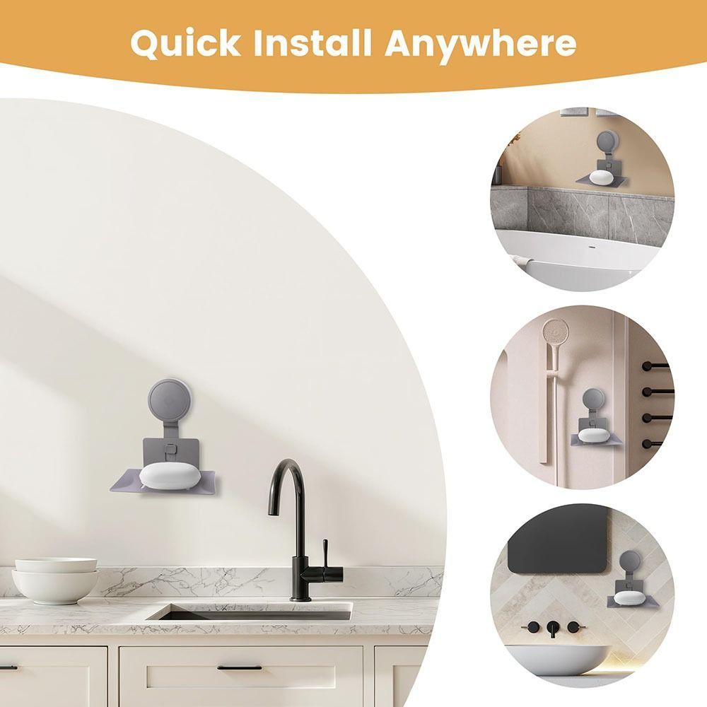 Портативная мыльница на присоске для душа, настенный держатель для мыла и губки без сверления, дренажная коробка, серая, бежевая, подставка для мыла для ванной