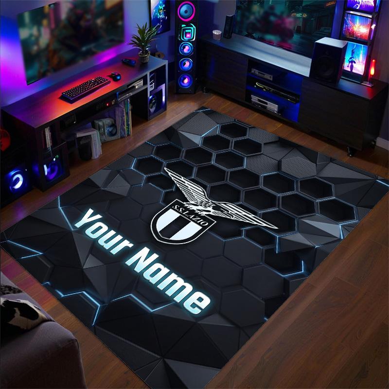 Crystal Velvet Rug Lazio FC Print Custom Name Text Floor Mat Home Decor