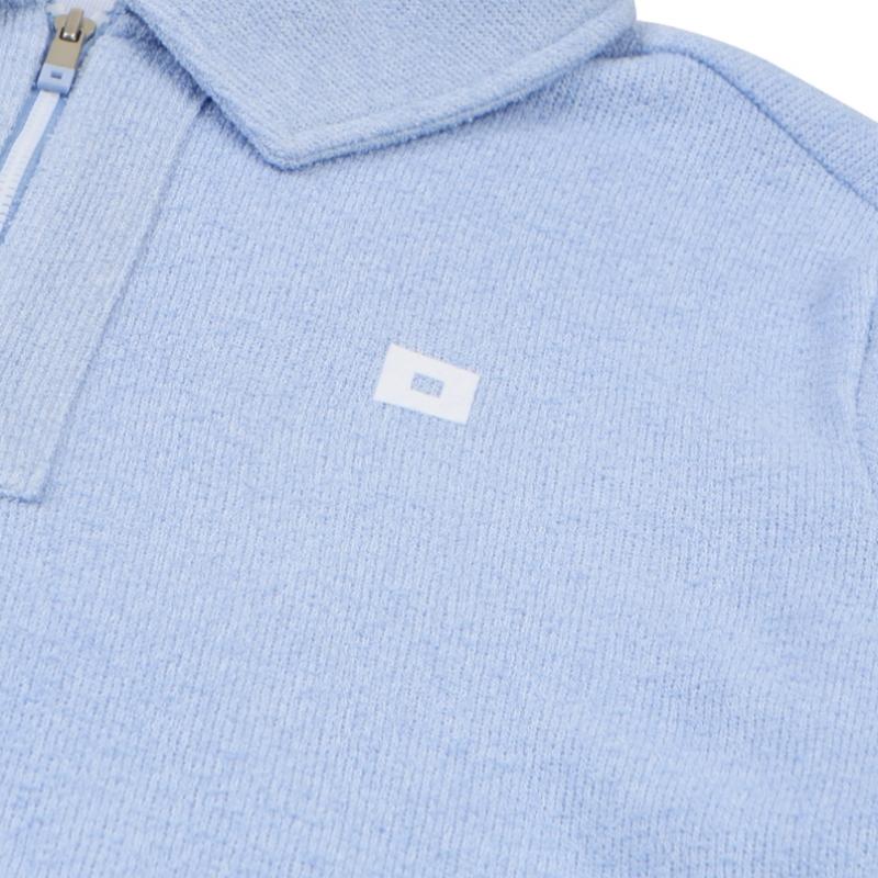 Onoff Men S Half Zip Boucle T ShirT Blue Of9153gb