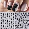 1Pc Black Cat Nail Art Stickers, Halloween Cartoon Animal Self-Adhesive Decals, DIY Nail Salon Art Decorations Animal Print