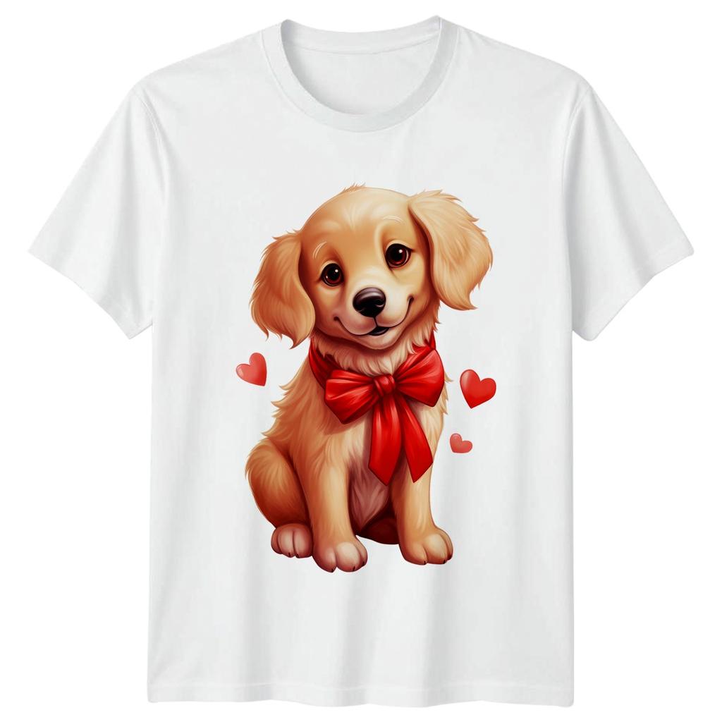 Puppy Dog Red Bow Hearts Animals Dogs Unisexs TShirt Unisexs Tee Graphic Unisex
