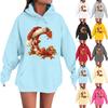 Women's Casual Comfortable Long-Sleeved Christmas Letter-Printed Warm Hooded Crew-Neck Sweatshirt