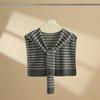 Knitted Cashmere Scarf Shawl With Thin Neck Guard False Collar Striped Shirt Shawl