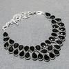 Lab Created Black Spinel Necklace 18" Adjustable Chain Pear Cut Gemstone Jewelry