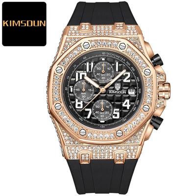 Часы мужские Лучший бренд класса люкс часы Full Star Diamond Royal Oak многофункциональные три глаза хронометр водонепроницаемые кварцевые английские мужские часы