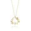 Magnolia Flower Bud Gold Color Flowers Silver Necklace