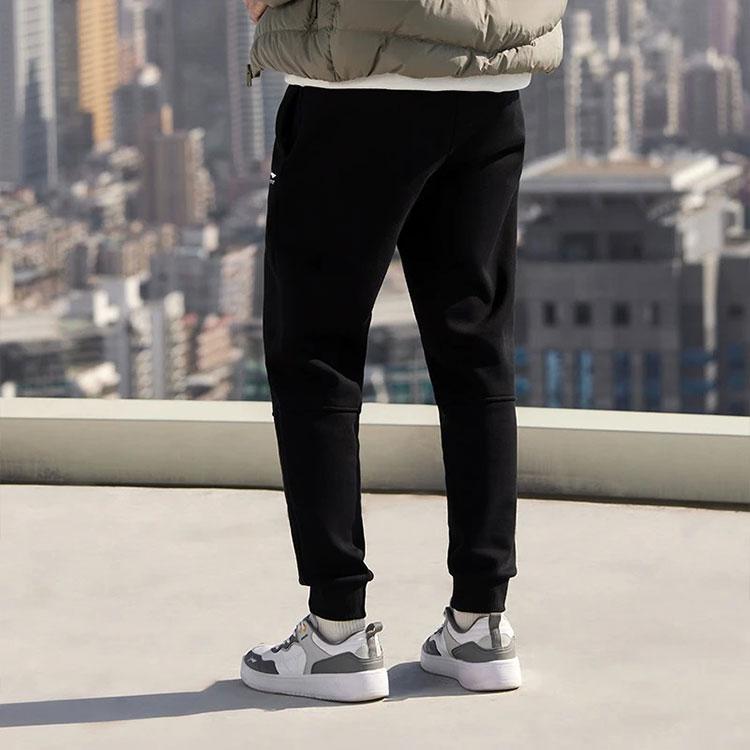 Li-Ning Однотонные флисовые спортивные штаны мужские, черные AKLR849-1