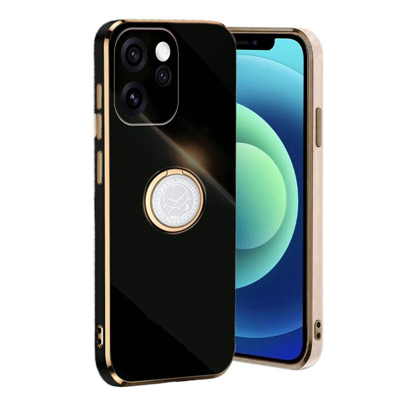 Чехол для OPPO Reno 15 Pro Max Гладкий Гальванизированный Магнитный Кольцо-Подставка Для OPPO Reno15 Pro Max Задняя крышка