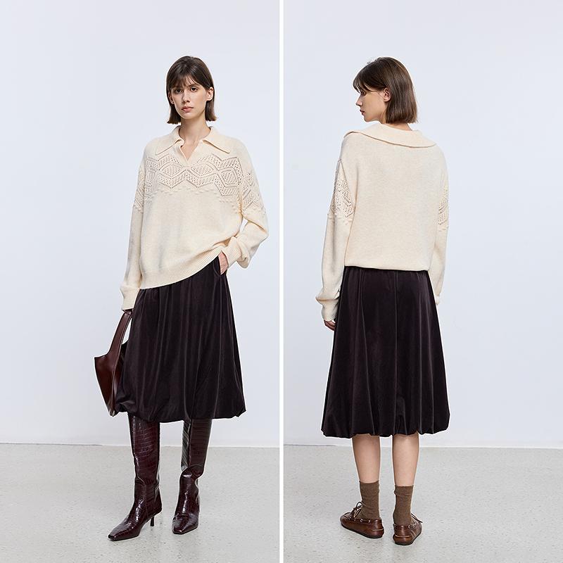 LILY French hollow embroidery knitted sweater for women