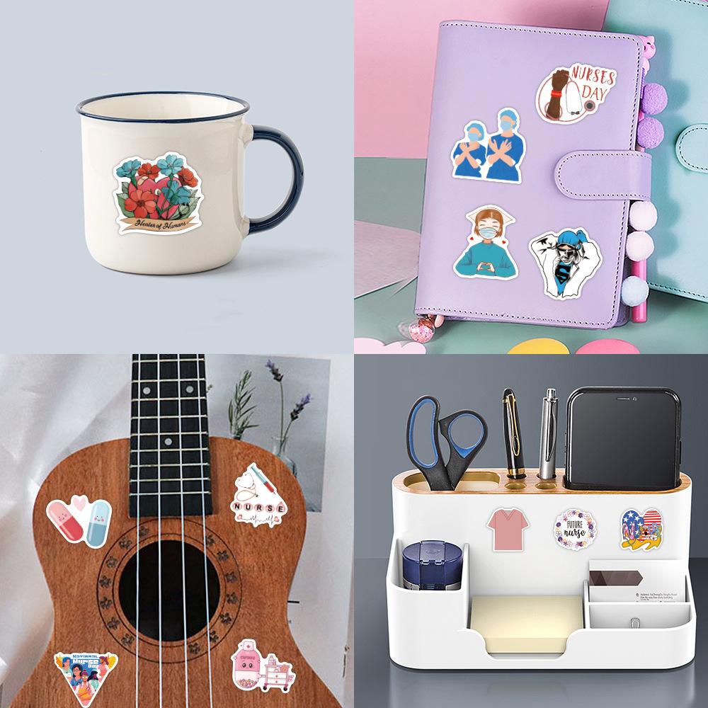 100 Наклеек ко Дню медсестры Наклейки для медицинского персонала Ноутбук Багаж Стакан для воды Водонепроницаемые граффити-наклейки