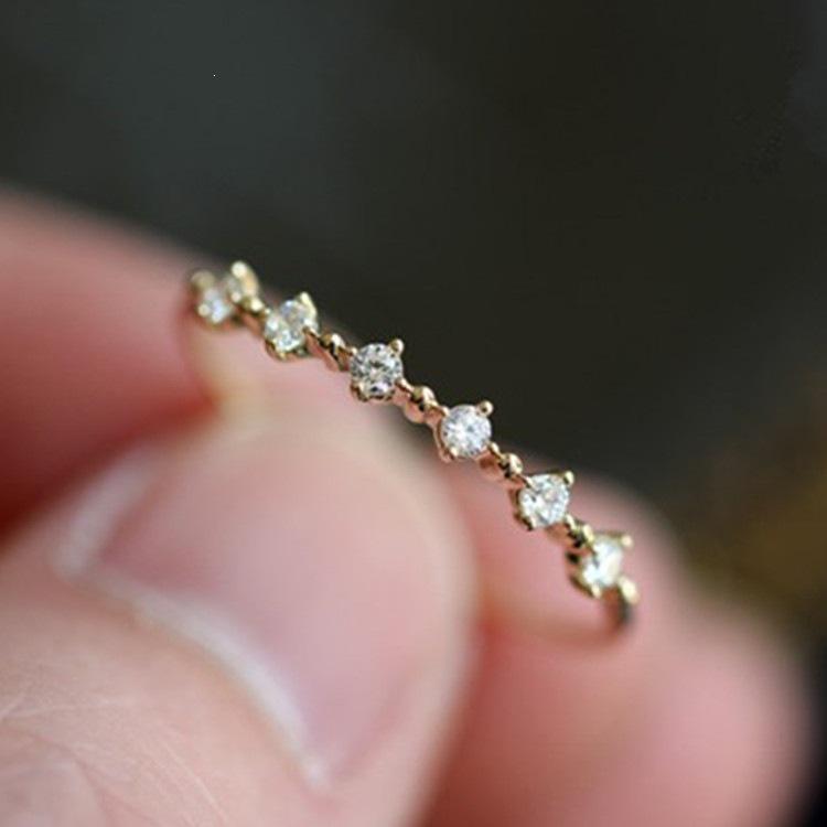 Кольцо из стерлингового серебра S925 с покрытием 14K золотом, кубический цирконий, в японском стиле - Элегантное, универсальное и тонкое