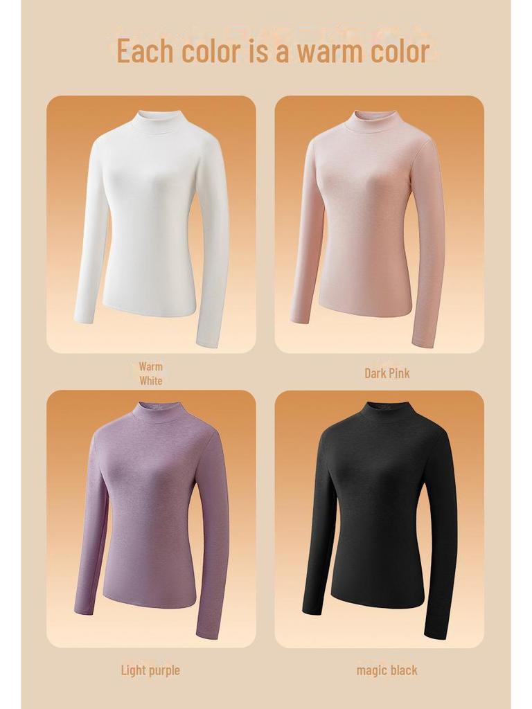 Silk-Enhanced Women's Wool Turtleneck: Warm, Velvet-Lined, Perfect for Autumn/Winter Layering.