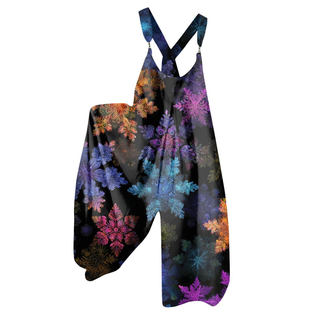 Женский летний комбинезон с цветочным принтом в винтажном стиле (Нерегулируемые ремни)