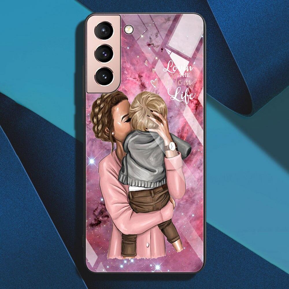 Чехол из закаленного стекла для девочек, супер мам, женщин, для Samsung Galaxy S21 S20 FE Note 20 Ultra 10 Lite 9 S10 S9 Plus S10e