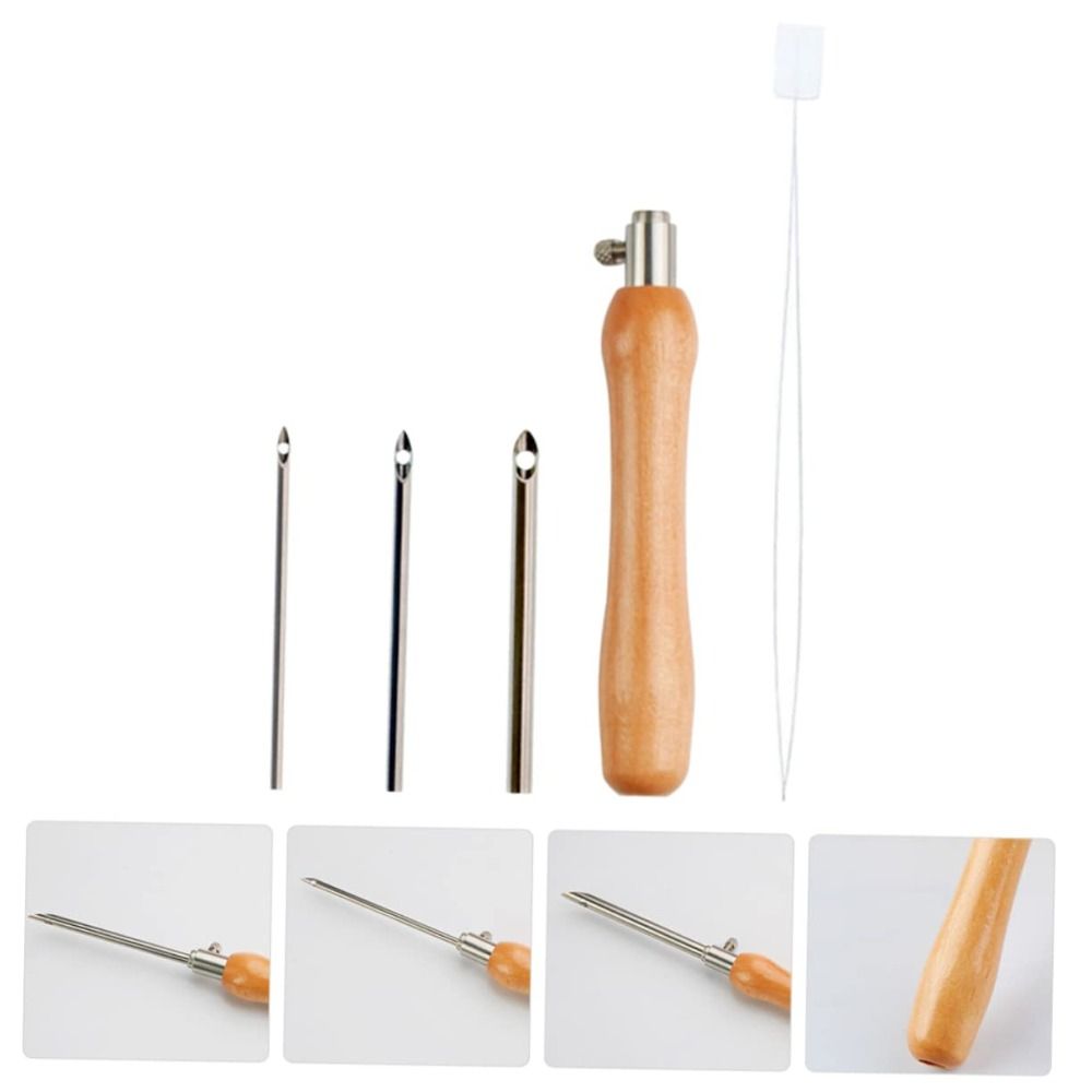 Wooden Handle Knitting Embroidery Pen Stitchwork Needle Poke Needle Embroidery Punch Needle