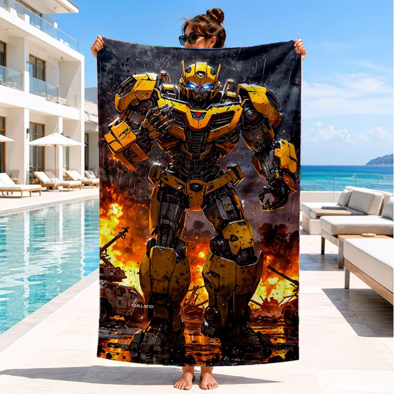 Car robots Battle Beach Towel, Super Soft Microfiber, Perfect Gift for Her/Him, Birthday, for Pool, Beach, Travel, Decor Beach Party