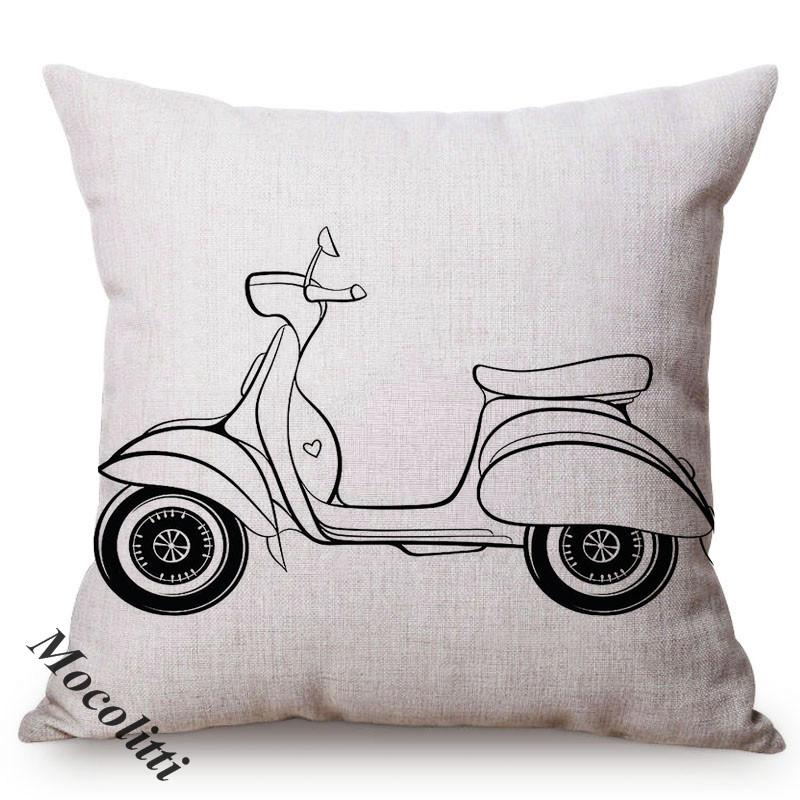 Hand Sketches Classic Cars Style Square Shape Decorative Throw Pillow Case Sofa Decorative Cushion Cover Almofadas Cojines