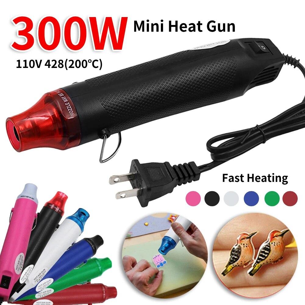 220V/110V Mini Heat Gun Electric Power Hot Dryer Hot Air Gun 300W Heat Temperature Blower Shrink Plastic Soldering DIY Crafts Tool