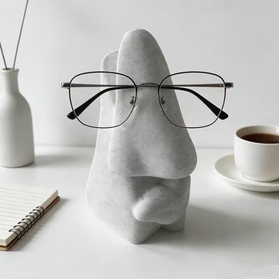 Nose Shaped Glasses Holder Stand, 3D Printed Abstract Human Face Sunglasses Display Rack, Eyewear Organizer for Desk, Shelf, Nightstand Decor