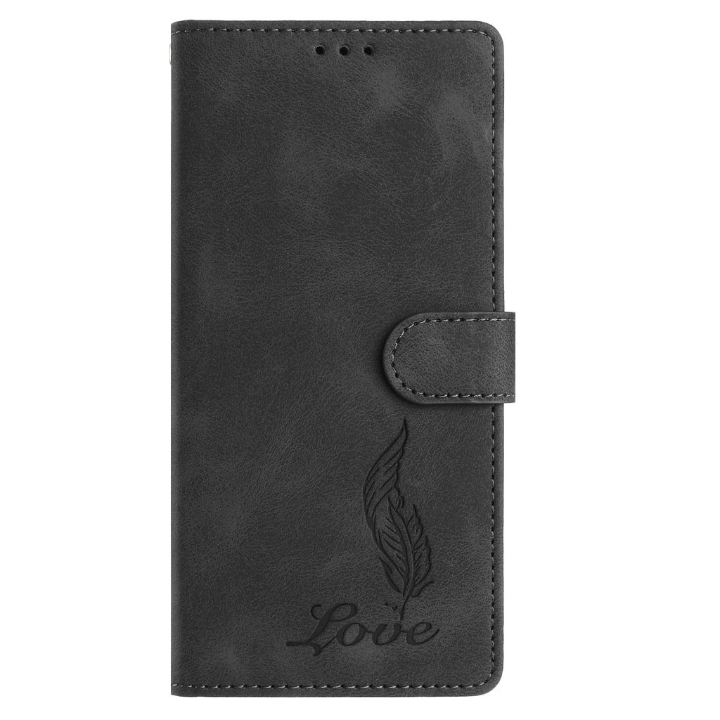 For Samsung Galaxy A36 5G Case Imprinted Feather PU Leather Wallet Phone Cover with Wrist Strap