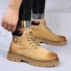 Мужские ботинки класса люкс 2024 Модные удобные осенне-зимние кожаные ботинки в британском стиле на толстой подошве на шнуровке с высоким берцем