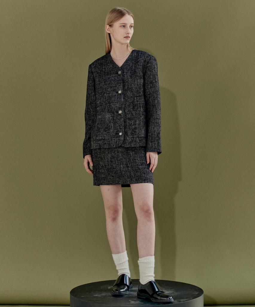 Enor Tweed Mini Skirt - Black