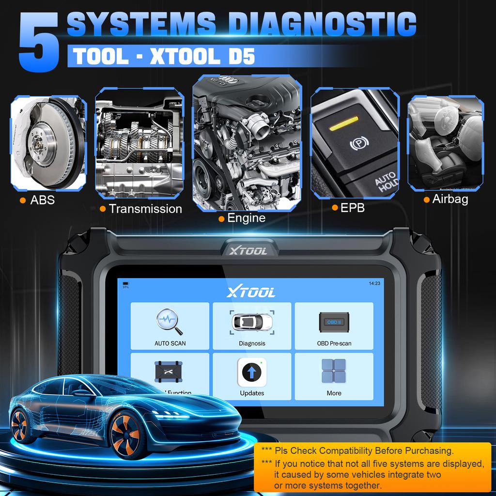 EU Stock XTOOL D5 Automotive Diagnostic Machine Obd2 Code Reader Tool Universal Diagnosis Machine for Vehicles Free Update
