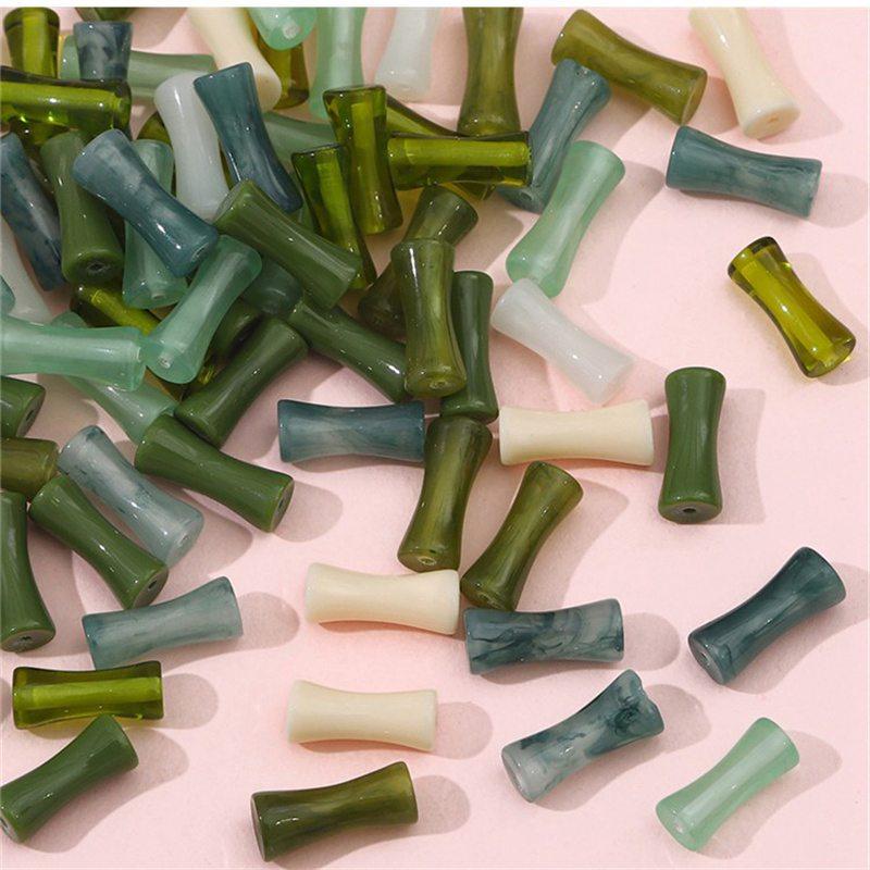 Shape Porcelain Beads Bracelet Necklace Handmade Supplies Loose Spacer Bamboo Joint Jewelry Making Green White Jade
