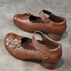Johnature Женская обувь из натуральной кожи с принтом в этническом стиле, туфли-лодочки в стиле ретро с круглым носком, на толстом каблуке и на мягкой подошве