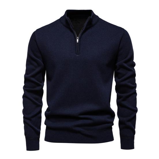 Мужской свитшот со стойкой, на молнии, с половинной планкой, с длинным рукавом, пуловер, топы однотонные, осенне-зимние теплые топы