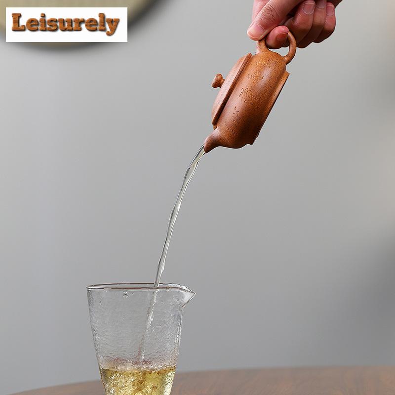 100 мл изысканный чайник из фиолетовой глины Исин, резной горшок ручной работы, раздел «Необработанная руда», глиняный чайник, чайный сервиз «Цзыша», коллекция, ремесло