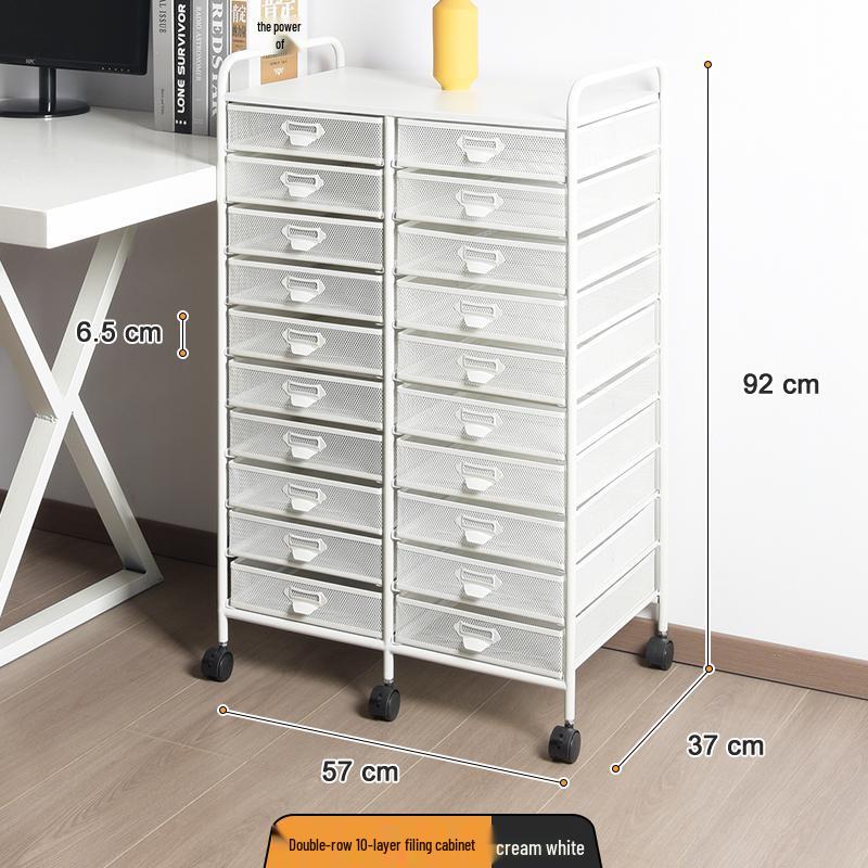 Wrought Iron A4 File Rack with Drawers - Under-Desk Document Storage Cabinet & A3 Classification Organizer