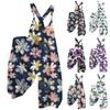 Women's Summer Overalls Floral Print Vintage Jumpsuit (Non-Adjustable Straps)