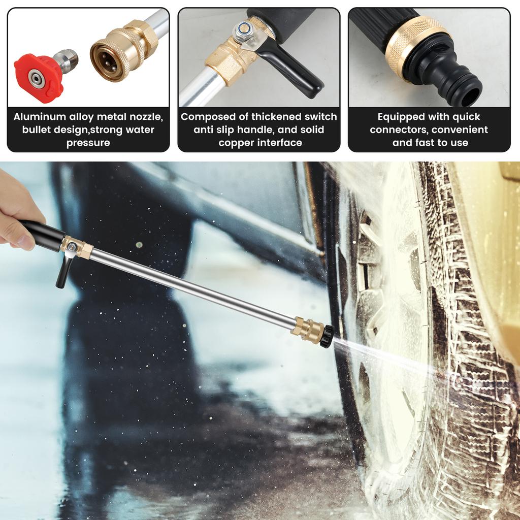 Jet Washer Heavy Duty High Pressure Car Washer Tools Washer Wand with 3 Different Nozzles and Quick Connector for Car Cleaning