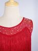 Girls Tassel Latin Dance Dress Asymmetrical Fringe Shiny Rhinestones Cutout Stage Performance Costume